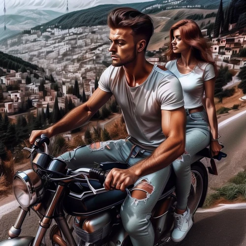 motorbike,motorcycles,motorcycle,motorcycle tour,scooter riding,world digital painting,piaggio,piaggio ciao,sci fiction illustration,digital painting,moped,family motorcycle,motor-bike,pompadour,biker,motorcycling,motorcyclist,tandem bicycle,bicycle ride,bmw 600