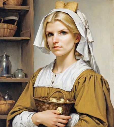 girl with bread-and-butter,woman holding pie,girl in the kitchen,milkmaid,girl with cereal bowl,girl with cloth,laundress,woman with ice-cream,woman drinking coffee,girl in cloth,cheesemaking,bouguereau,portrait of a girl,female worker,young woman,woman eating apple,cleaning woman,basket maker,girl at the computer,young girl