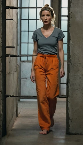 woman walking,prisoner,menswear for women,plus-size model,greta oto,woman in menswear,prison,orange,jena,maria laach,diet icon,trousers,jumpsuit,women clothes,auschwitz 1,cargo pants,sweatpant,plus-size,auschwitz,watzmannfrau,Photography,Documentary Photography,Documentary Photography 27