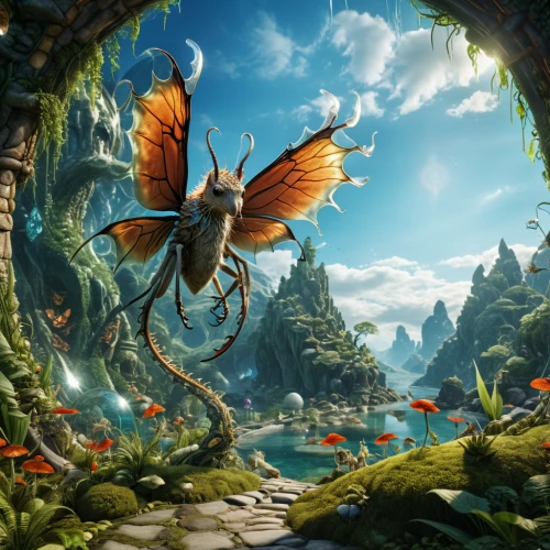 fantasy picture,fairy world,fantasy art,3d fantasy,bird kingdom,fairies aloft,fantasy landscape,butterfly background,cartoon video game background,faery,elves flight,bird bird kingdom,gatekeeper (butterfly),quetzal,faerie,world digital painting,chasing butterflies,full hd wallpaper,fantasy world,flying seeds,Photography,General,Realistic