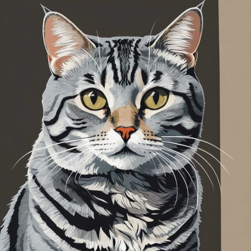 american shorthair,silver tabby,cat portrait,cat vector,pet portrait,drawing cat,tabby cat,egyptian mau,animal portrait,domestic short-haired cat,american curl,american bobtail,european shorthair,vector illustration,bengal cat,toyger,watercolor cat,adobe illustrator,vector art,cat line art,Illustration,Vector,Vector 10