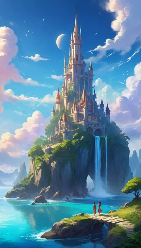 fantasy landscape,fairy tale castle,water castle,fantasy world,fairytale castle,fantasy city,knight's castle,fantasy picture,3d fantasy,disney castle,fairy world,castel,fairy tale,magical adventure,castle,dream world,castle of the corvin,a fairy tale,castles,fantasy art,Illustration,Realistic Fantasy,Realistic Fantasy 01