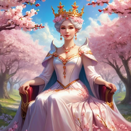 spring crown,blossoming apple tree,pear blossom,linden blossom,japanese sakura background,the cherry blossoms,fantasy portrait,princess crown,apple blossoms,heart with crown,spring unicorn,queen crown,fairy queen,white rose snow queen,oriental princess,summer crown,lilac blossom,tree crown,fantasy picture,sakura tree,Illustration,Realistic Fantasy,Realistic Fantasy 01