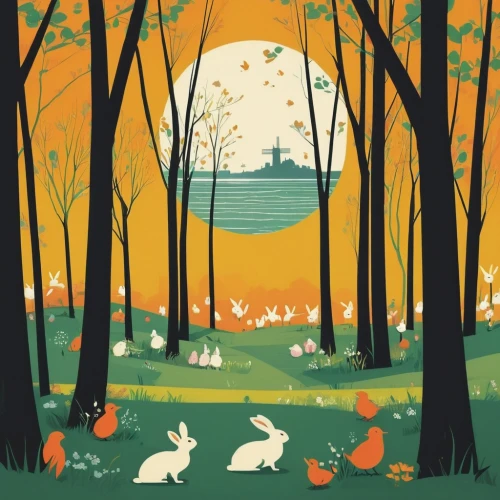 autumn background,easter background,background vector,autumn forest,autumn idyll,fall animals,thanksgiving background,springtime background,forest animals,autumn theme,autumn landscape,woodland animals,deer illustration,spring background,forest background,autumn icon,rabbits and hares,cartoon forest,hare trail,autumn day,Illustration,Vector,Vector 05