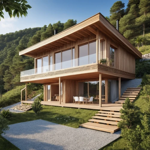 eco-construction,timber house,wooden house,wooden decking,chalet,modern house,house in mountains,holiday villa,house in the mountains,archidaily,eco hotel,dunes house,3d rendering,smart home,cubic house,modern architecture,smart house,chalets,house by the water,summer house,Photography,General,Realistic