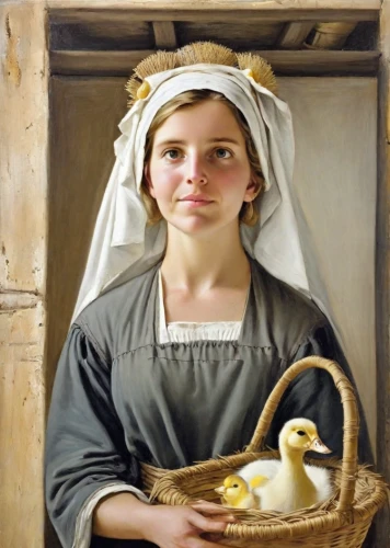 girl with bread-and-butter,girl with cloth,woman holding pie,female duck,milkmaid,girl in the kitchen,girl with cereal bowl,basket weaver,girl in cloth,the good shepherd,east-european shepherd,good shepherd,pilgrim,woman with ice-cream,child portrait,young girl,duck females,basket maker,oil painting,laundress