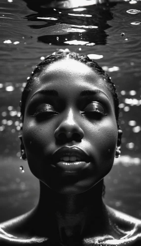 surface tension,under the water,immersed,in water,african woman,submerge,submerged,photo session in the aquatic studio,female swimmer,black woman,under water,the body of water,underwater,ripples,pool of water,black water,water surface,drowning,water pearls,waters,Photography,General,Realistic