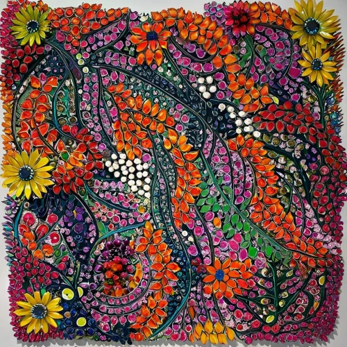 flower blanket,blanket of flowers,floral rangoli,embroidered flowers,felt flower,flower carpet,flower fabric,paisley pattern,floral composition,colorful floral,flowers fabric,paisley,kimono fabric,crochet pattern,flower painting,hippie fabric,floral border,barberton daisies,blanket flowers,felted and stitched,Illustration,Abstract Fantasy,Abstract Fantasy 08