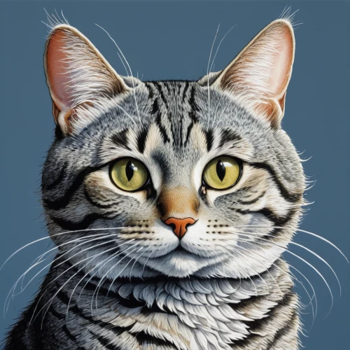 american shorthair,cat portrait,cat vector,pet portrait,cat on a blue background,tabby cat,drawing cat,silver tabby,egyptian mau,american bobtail,animal portrait,cartoon cat,american wirehair,cat image,domestic short-haired cat,european shorthair,adobe illustrator,breed cat,cat cartoon,british shorthair,Illustration,Children,Children 03