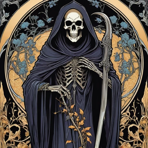 dance of death,grim reaper,grimm reaper,day of the dead skeleton,vintage skeleton,vanitas,reaper,death god,memento mori,danse macabre,skull bones,skeletal,scythe,skeleton key,scull,calavera,skull allover,skeleton,angel of death,days of the dead,Illustration,Retro,Retro 13