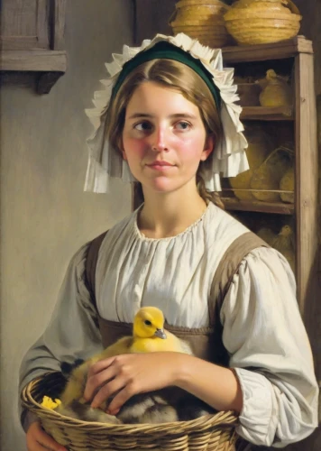 girl with bread-and-butter,woman holding pie,girl with cereal bowl,girl in the kitchen,girl with cloth,basket weaver,female duck,domestic bird,milkmaid,basket maker,duck females,young girl,child portrait,girl picking apples,yellowhammer,bornholmer margeriten,portrait of a girl,girl in cloth,canary bird,bouguereau