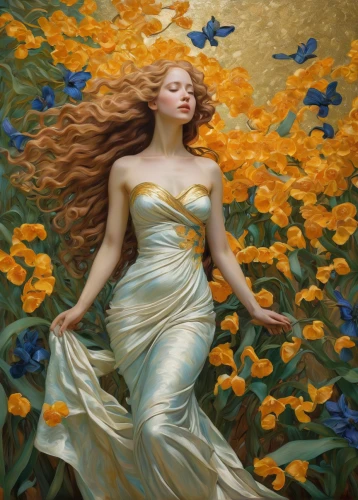 golden flowers,girl in flowers,yellow petals,sun flowers,splendor of flowers,golden lilac,girl in the garden,daffodils,flower fairy,yellow roses,fallen petals,falling flowers,yellow petal,flower gold,marigold,yellow garden,yellow rose,the garden marigold,golden wreath,flora,Illustration,Realistic Fantasy,Realistic Fantasy 03