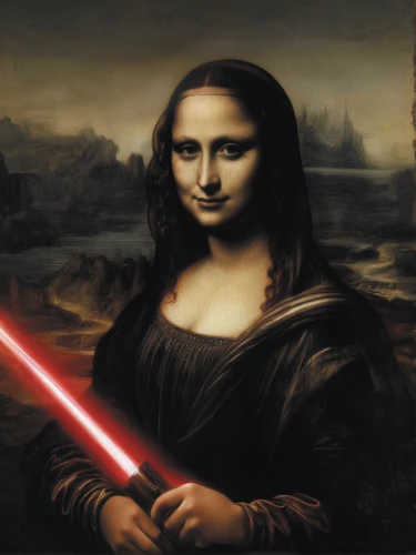 mona lisa,the mona lisa,lightsaber,dark side,laser sword,jedi,starwars,senate,clone jesionolistny,digiart,darth maul,darth wader,laser pointer,darth talon,princess leia,rots,wreck self,star wars,modern pop art,republic