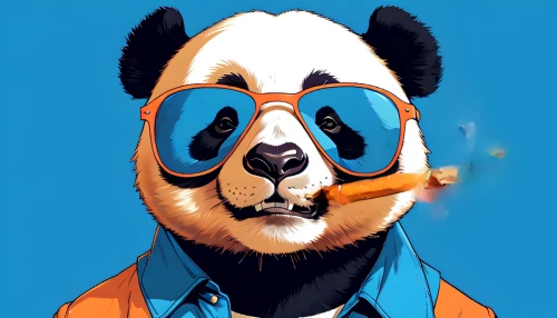 rocket raccoon,badger,pandabear,pencil icon,panda bear,chinese panda,raccoon,panda,illustrator,flat blogger icon,vector illustration,rocket,red panda,blogger icon,anthropomorphized animals,smokey,mustelid,smoker,glasses penguin,twitch icon