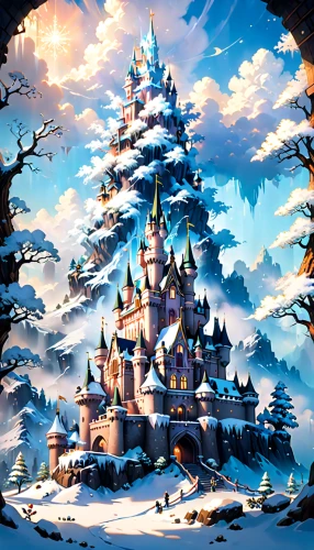 christmas snowy background,christmas wallpaper,christmasbackground,christmas landscape,winter village,winter background,fairy tale castle,christmas background,snowflake background,christmas scene,christmas town,fairytale castle,winter festival,snow scene,elves flight,winter house,north pole,fairy village,ice castle,children's background,Anime,Anime,Cartoon