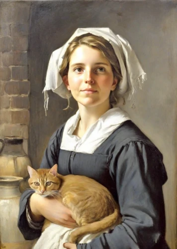 girl with bread-and-butter,girl with cereal bowl,woman holding pie,girl with cloth,girl in the kitchen,girl with dog,portrait of a girl,milkmaid,young girl,girl with a wheel,child portrait,young woman,cat european,the girl's face,domestic cat,cat sparrow,cat,girl in a historic way,peasant,cat portrait