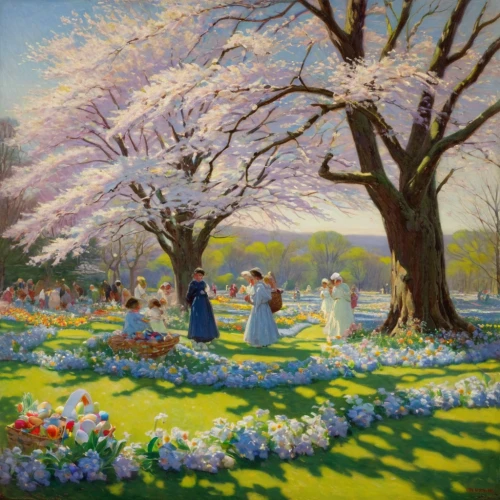 sakura trees,the cherry blossoms,japanese cherry trees,sakura tree,cherry trees,spring blossoms,springtime background,spring morning,in the spring,spring garden,cherry blossom festival,sakura cherry tree,blooming field,spring background,magnolia trees,field of flowers,spring greeting,blooming trees,flower painting,spring in japan,Art,Classical Oil Painting,Classical Oil Painting 15