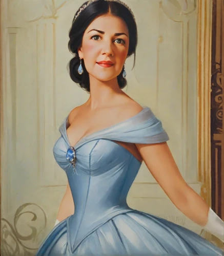 cinderella,girl in a long dress,princess sofia,jane austen,a girl in a dress,debutante,elsa,la violetta,a charming woman,oil painting on canvas,ball gown,young lady,portrait of a girl,young woman,art painting,romantic portrait,vintage art,disney character,oil painting,rosa bonita