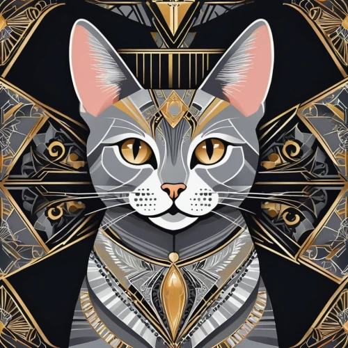 cat vector,egyptian mau,capricorn kitz,cat portrait,sphynx,gray cat,pharaoh,adobe illustrator,geometrical cougar,silver tabby,tapestry,gray kitty,feline,chartreux,tabby cat,geometrical animal,vector illustration,arabian mau,cat line art,tutankhamun,Illustration,Vector,Vector 16