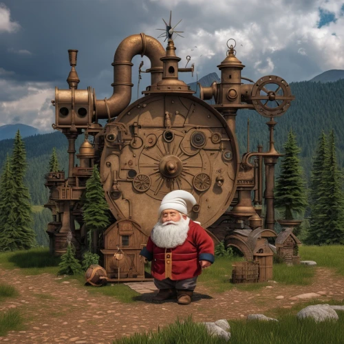 santa claus train,scandia gnome,claus,santa claus,north pole,christmas gnome,scandia gnomes,santa,santa clause,gnome and roulette table,gingerbread maker,scared santa claus,gnome,christmas santa,st claus,father christmas,christmas town,geppetto,gnomes,digital compositing,Photography,General,Realistic