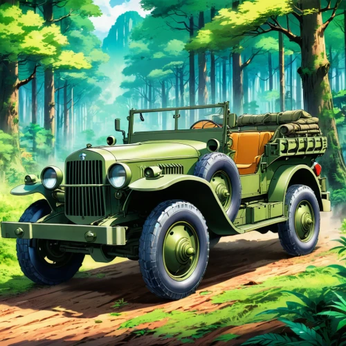 willys jeep,willys-overland jeepster,jeep cj,willys jeep truck,ural-375d,jeep,horch 853 a,veteran car,edsel ranger,dodge m37,land rover series,horch 853,gaz-m20 pobeda,cj7,land-rover,packard caribbean,locomobile m48,austin 7,packard patrician,dodge power wagon,Illustration,Japanese style,Japanese Style 03
