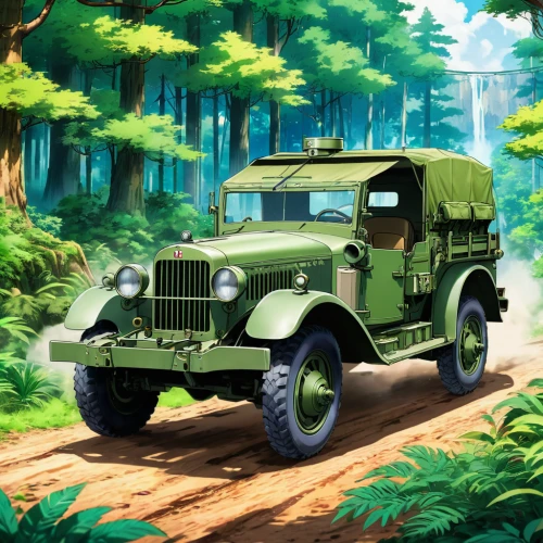 willys jeep,willys jeep truck,dodge m37,jeep cj,ural-375d,jeep,cj7,dodge power wagon,military jeep,willys-overland jeepster,willys,uaz-452,gaz-53,uaz-469,toyota land cruiser,m35 2½-ton cargo truck,half track,jeep wrangler,land rover series,uaz patriot,Illustration,Japanese style,Japanese Style 03