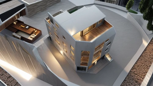 3d rendering,cubic house,penthouse apartment,modern house,model house,folding roof,sky apartment,modern architecture,render,inverted cottage,sky space concept,cube stilt houses,cube house,loft,archidaily,dunes house,flat roof,core renovation,smart house,house roof