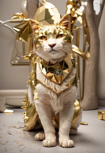 christmas cat,gold foil christmas,christmas gold foil,animals play dress-up,capricorn kitz,napoleon cat,gold new years decoration,liger,king tut,cat warrior,foil and gold,tutankhamun,pharaoh,golden unicorn,golden crown,gold foil crown,lucky cat,gold deer,tutankhamen,gold crown