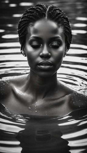 photoshoot with water,african woman,surface tension,ripples,reflection in water,in water,reflections in water,girl on the river,pool of water,the body of water,submerged,african american woman,black woman,under the water,body of water,female swimmer,immersed,ebony,the blonde in the river,beautiful african american women,Photography,General,Realistic