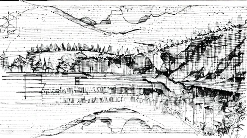 landscape plan,sheet drawing,cliff dwelling,cross-section,maya civilization,geological,cross section,cross sections,building valley,panoramical,lithograph,garden elevation,seismograph,cave on the water,hand-drawn illustration,frame drawing,alluvial fan,skeleton sections,section,house drawing,Design Sketch,Design Sketch,Fine Line Art