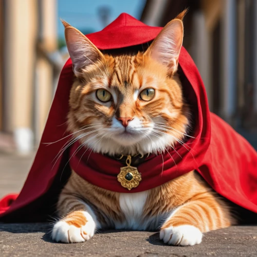 red cape,red cat,cat warrior,red riding hood,little red riding hood,napoleon cat,red tabby,cat sparrow,halloween cat,red whiskered bulbull,cat image,cat european,merlin,mayor,rex cat,red coat,caped,imperial coat,red super hero,red tunic,Photography,General,Realistic