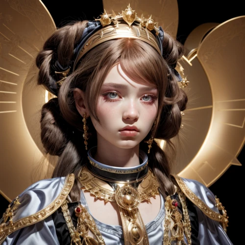 baroque angel,angel moroni,amano,angel figure,angel,archangel,the angel with the veronica veil,vintage angel,crying angel,angel girl,mystical portrait of a girl,golden crown,angelology,fantasy portrait,child fairy,gold crown,angel face,mary-gold,the prophet mary,christmas angel