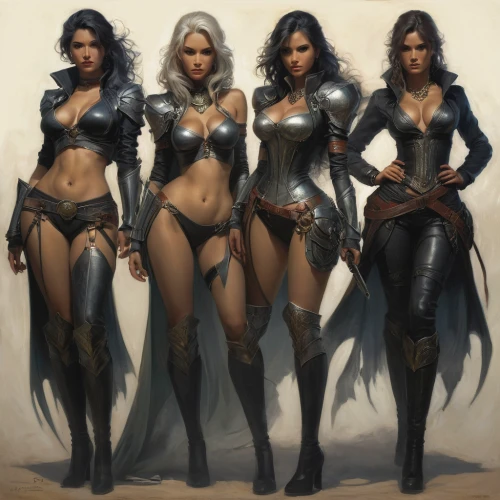 female warrior,angels of the apocalypse,birds of prey,dark elf,concept art,knight armor,lancers,massively multiplayer online role-playing game,musketeers,breastplate,sorceress,protectors,cuirass,guards of the canyon,fantasy woman,trinity,armor,aesulapian staff,gladiators,warrior woman,Conceptual Art,Fantasy,Fantasy 13