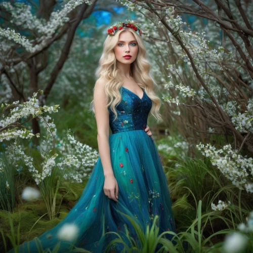 elsa,celtic woman,fairy queen,enchanting,faerie,cinderella,beautiful girl with flowers,fairy tale character,fairytale,faery,fairy,fairy tale,garden fairy,fairy forest,enchanted,flower fairy,elven flower,fairy peacock,girl in a long dress,jessamine,Illustration,Abstract Fantasy,Abstract Fantasy 14