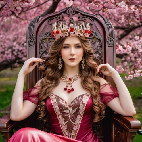spring crown,heart with crown,celtic queen,queen crown,queen of hearts,princess crown,crowned,imperial crown,fairy queen,tiara,celtic woman,royal crown,apple blossoms,miss circassian,poker primrose,regal,crown carnation,cherry blossom,the crown,crown,Illustration,Retro,Retro 13
