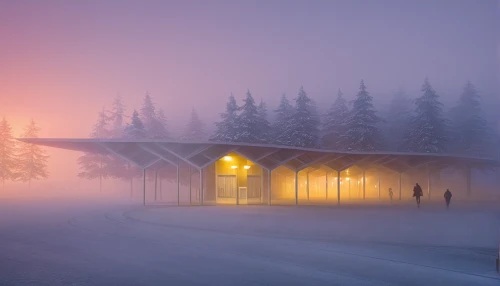 brocken station,finnish lapland,lapland,fairbanks,north american fog,winter house,foggy landscape,train station,winter morning,brocken railway,ice fog halo,train depot,snow shelter,snow house,morning mist,railroad station,the train station,gas-station,morning fog,dense fog,Photography,Documentary Photography,Documentary Photography 38