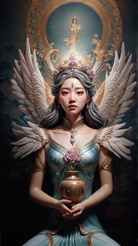 baroque angel,chinese art,dove of peace,archangel,oriental painting,the archangel,oriental princess,bodhisattva,guardian angel,zodiac sign libra,angelology,stone angel,angel figure,angel,the angel with the cross,sacred lotus,doves of peace,the angel with the veronica veil,garuda,mystical portrait of a girl