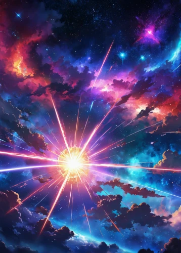 sunburst background,space art,colorful star scatters,full hd wallpaper,colorful stars,star sky,supernova,starscape,celestial,universe,star winds,galaxy collision,rainbow and stars,astronomy,galaxy,cosmos,the universe,unicorn background,sky,celestial event,Illustration,Japanese style,Japanese Style 03