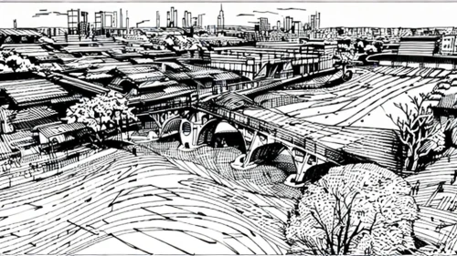 roofs,ship yard,slums,urbanization,animal line art,kowloon city,roof landscape,docks,mono-line line art,destroyed city,rooftops,urban development,suburb,pen drawing,industrial landscape,straw roofing,slum,urban design,urban landscape,sawmill,Design Sketch,Design Sketch,None