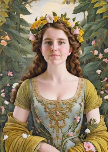 girl in flowers,girl in a wreath,girl in the garden,portrait of a girl,beautiful girl with flowers,fantasy portrait,emile vernon,girl picking flowers,flora,rapunzel,flower fairy,young woman,wreath of flowers,mystical portrait of a girl,mary-gold,girl in a historic way,portrait background,cepora judith,holding flowers,baroque angel