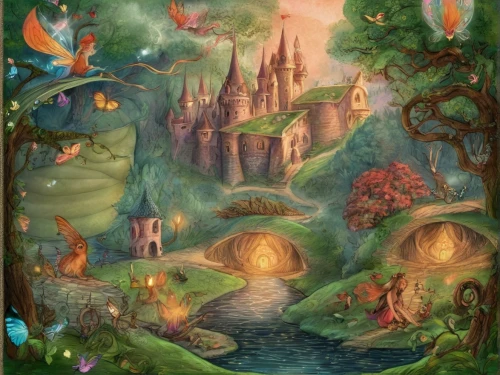 fairy world,fairy village,fairy forest,fantasy world,children's fairy tale,fantasy landscape,elven forest,dream world,a fairy tale,magical adventure,3d fantasy,fairy tale,fantasy picture,fairy tale castle,enchanted forest,fairytale characters,fantasy city,fairy house,fairy tale character,wishing well,Illustration,Realistic Fantasy,Realistic Fantasy 02
