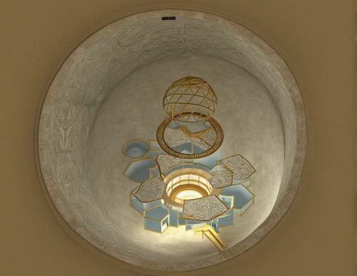 orrery,armillary sphere,ceiling lamp,ceiling light,spherical image,ceiling fixture,circular staircase,parabolic mirror,panoramical,dome roof,round window,circular ornament,light fixture,wall light,ufo interior,musical dome,porthole,360 ° panorama,little planet,spiral staircase,Art,Artistic Painting,Artistic Painting 32