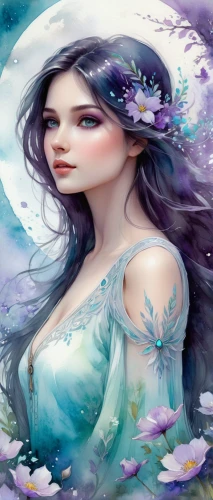faerie,faery,mermaid background,fairy queen,flower fairy,fairy tale character,rosa 'the fairy,fantasy portrait,girl in flowers,fantasy art,mystical portrait of a girl,blue enchantress,beautiful girl with flowers,jasmine blue,rosa ' the fairy,fae,white rose snow queen,flower painting,fairy,lilac blossom,Illustration,Realistic Fantasy,Realistic Fantasy 01