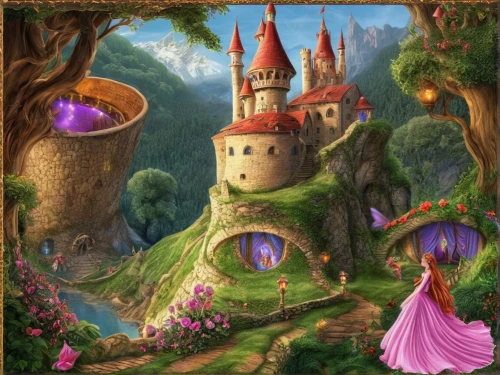 fairy tale castle,fairy world,children's fairy tale,fairy village,rapunzel,fairy house,fairy forest,fairytale castle,fairy tale,a fairy tale,fantasy picture,fairy tale character,fairy door,fairy tales,fairytale characters,fantasy world,fairytale,mushroom landscape,fantasy landscape,fairytales,Illustration,Realistic Fantasy,Realistic Fantasy 02