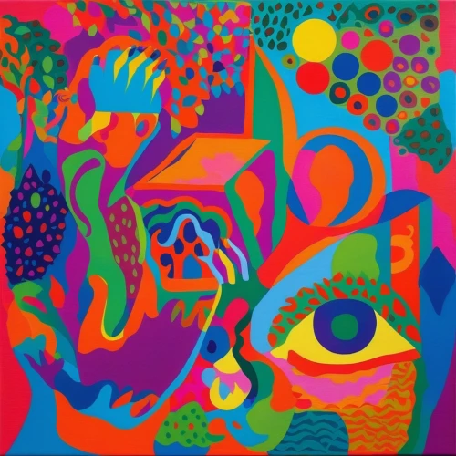 psychedelic art,colorful doodle,psychedelic,multicolor faces,chameleon abstract,kaleidoscope,kaleidoscope art,abstract eye,lsd,acid,abstract painting,pop art colors,cosmic eye,braque francais,popart,abstract multicolor,cool pop art,saturated colors,1971,60s,Conceptual Art,Oil color,Oil Color 14