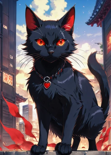 fire red eyes,red eyes,black cat,cheshire,jiji the cat,hollyleaf cherry,street cat,stray cat,halloween black cat,chinese pastoral cat,inari,capricorn kitz,cat child,nikko,cat vector,lucky cat,fire eyes,yaki,breed cat,nyan,Illustration,Japanese style,Japanese Style 03