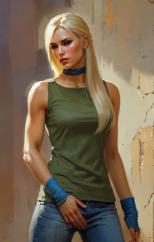 ronda,hard woman,muscle woman,blonde woman,woman holding gun,strong woman,girl with gun,female warrior,barb wire,jeans background,girl with a gun,strong women,femme fatale,female model,female doctor,cool blonde,world digital painting,holding a gun,sci fiction illustration,handgun holster,Conceptual Art,Oil color,Oil Color 03