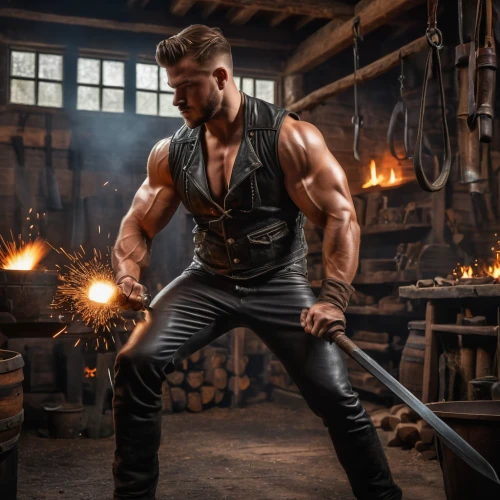 blacksmith,god of thunder,wolverine,hercules,dane axe,edge muscle,thor,ball-peen hammer,muscular build,steelworker,bodie,a carpenter,barbarian,muscle icon,claw hammer,throwing axe,action hero,damme,axe,crossbones,Photography,General,Fantasy