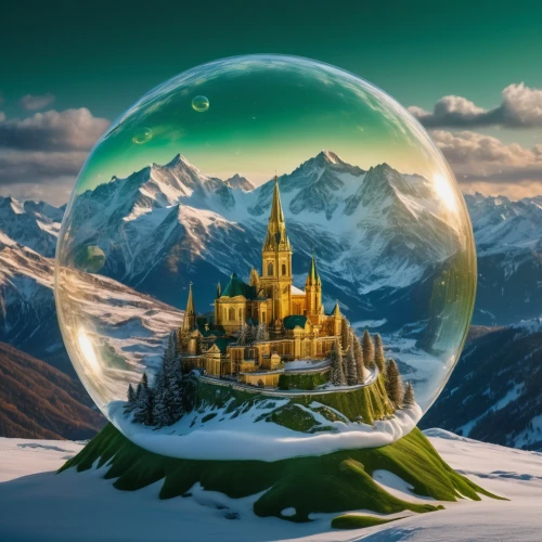 frozen bubble,snow globe,frozen soap bubble,crystal ball-photography,snow globes,snowglobes,christmas globe,fantasy picture,crystal ball,ice ball,3d fantasy,glass sphere,fantasy world,waterglobe,fantasy landscape,ice castle,fantasy art,ice planet,fairy tale castle,lensball,Photography,General,Fantasy