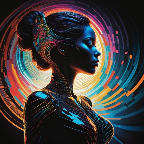 andromeda,aura,neon body painting,boho art,digital art,cg artwork,katniss,digital artwork,silhouette art,illuminate,mystical portrait of a girl,echo,luminous,african woman,rosa ' amber cover,fire artist,fantasia,jaya,digital illustration,nebula